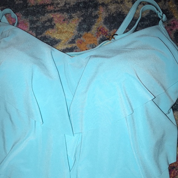 Plus Size Tiered Tankini-Aqua Green Blue/Green - Picture 9 of 12